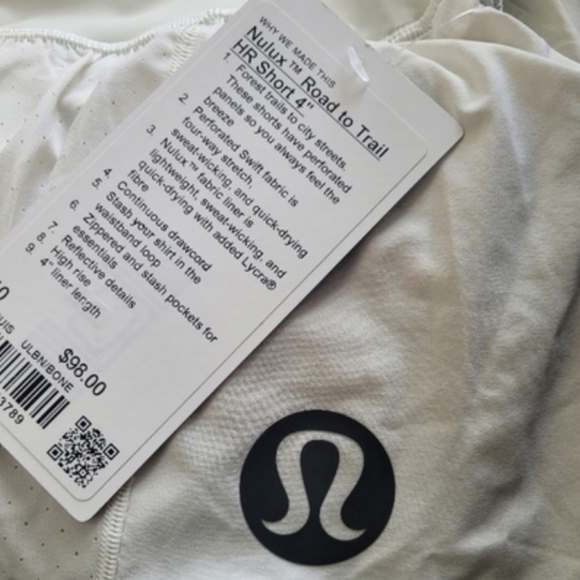 Lululemon Nulux Road To Trail HR Short 4" AIR-SENSE PERFORATION BONE/BONE Size 0 - Picture 9 of 10